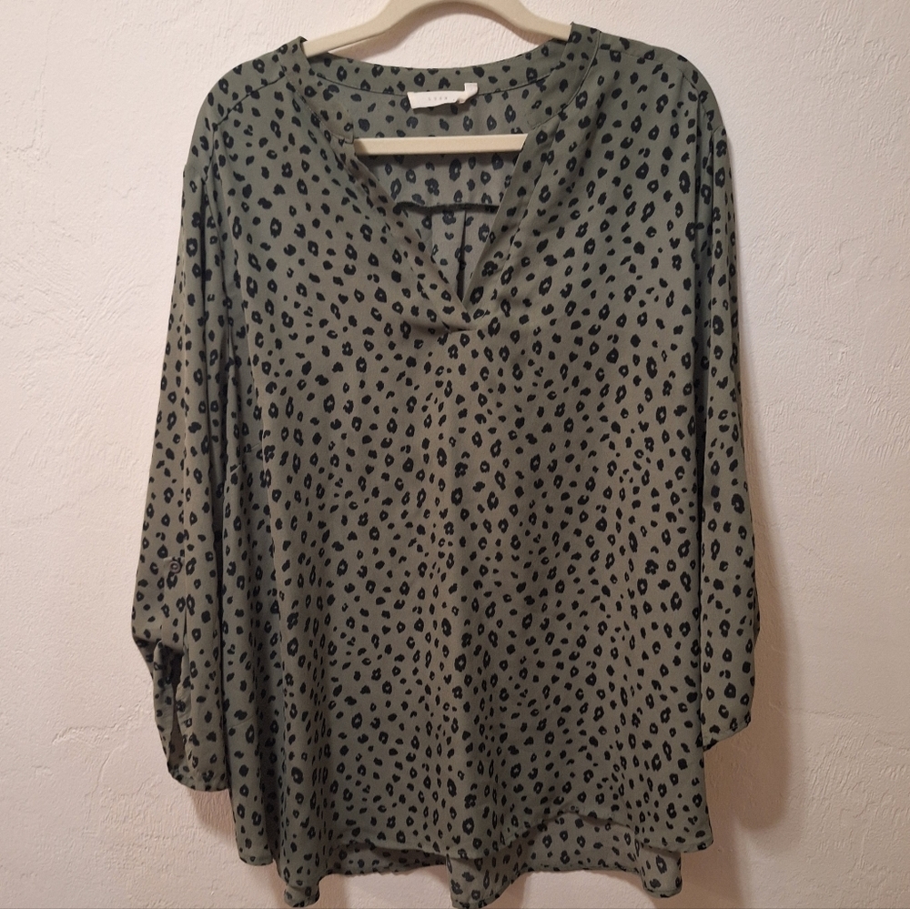 Olive Green Leopard Print Women's Top 3x